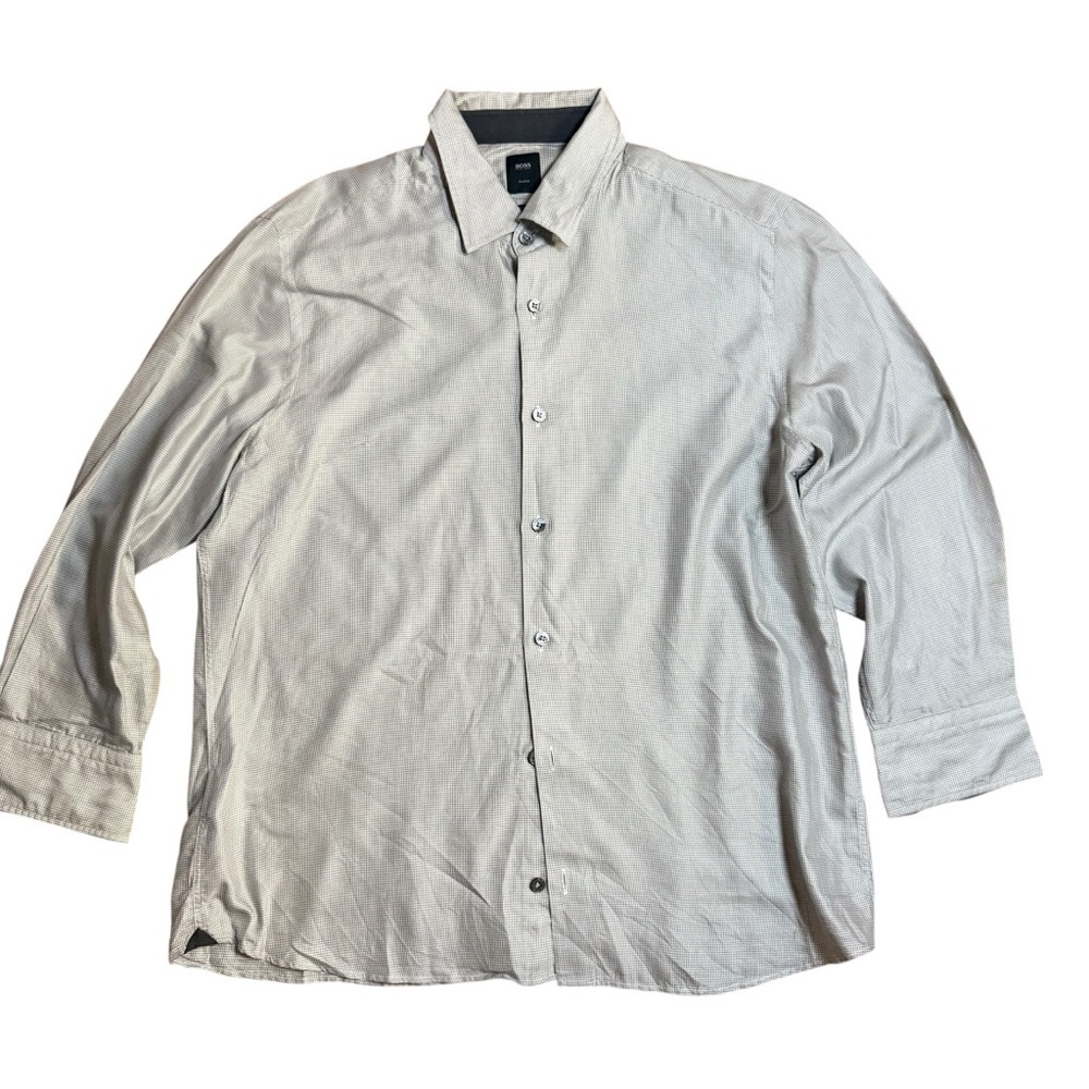 Hugo Boss Men’s Gray Tailored Fit Long Sleeve Button Down Shirt Size L